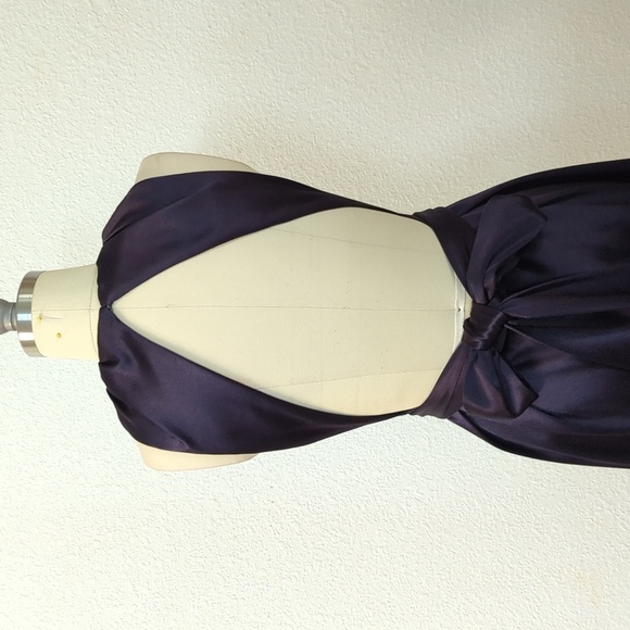 Celine Saint Waist Tie Open Back A Line Satin Dress Dark Gray Purple 40/8 classy - Picture 5 of 12